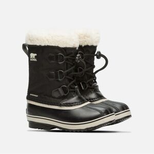 Sorel Youth Yoot Pac Nylon Waterproof Black & Off White Snow Boots Size 4